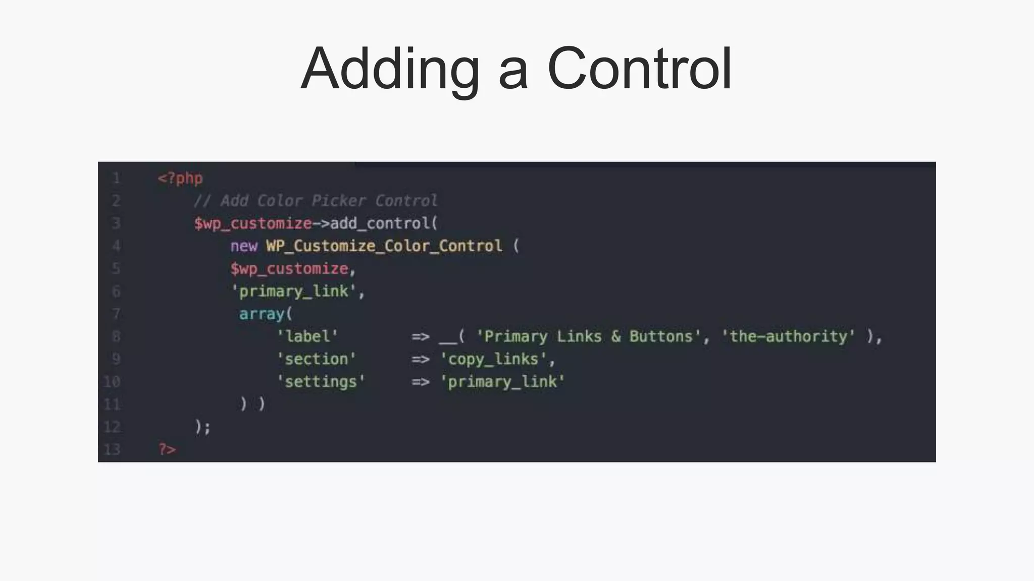 Adding a Control
 