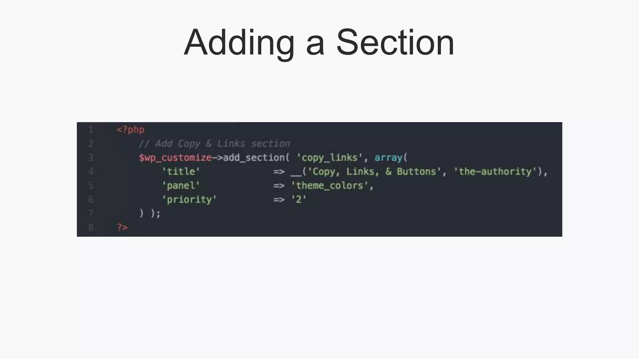 Adding a Section
 