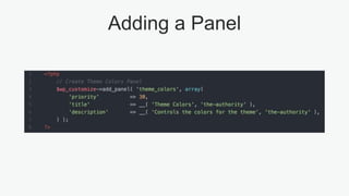 Adding a Panel
 