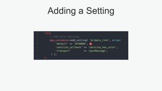 Adding a Setting
 