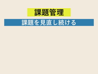課題管理
課題を見直し続ける
 