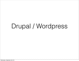 Drupal / Wordpress



Wednesday, September 28, 2011
 