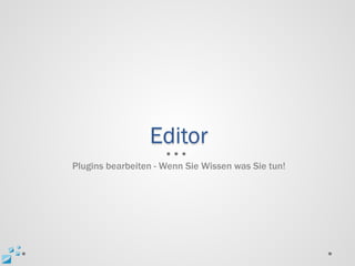 Editor
Plugins bearbeiten - Wenn Sie Wissen was Sie tun!
 