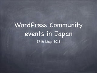 WordPress Community
events in Japan
27th May, 2013
 