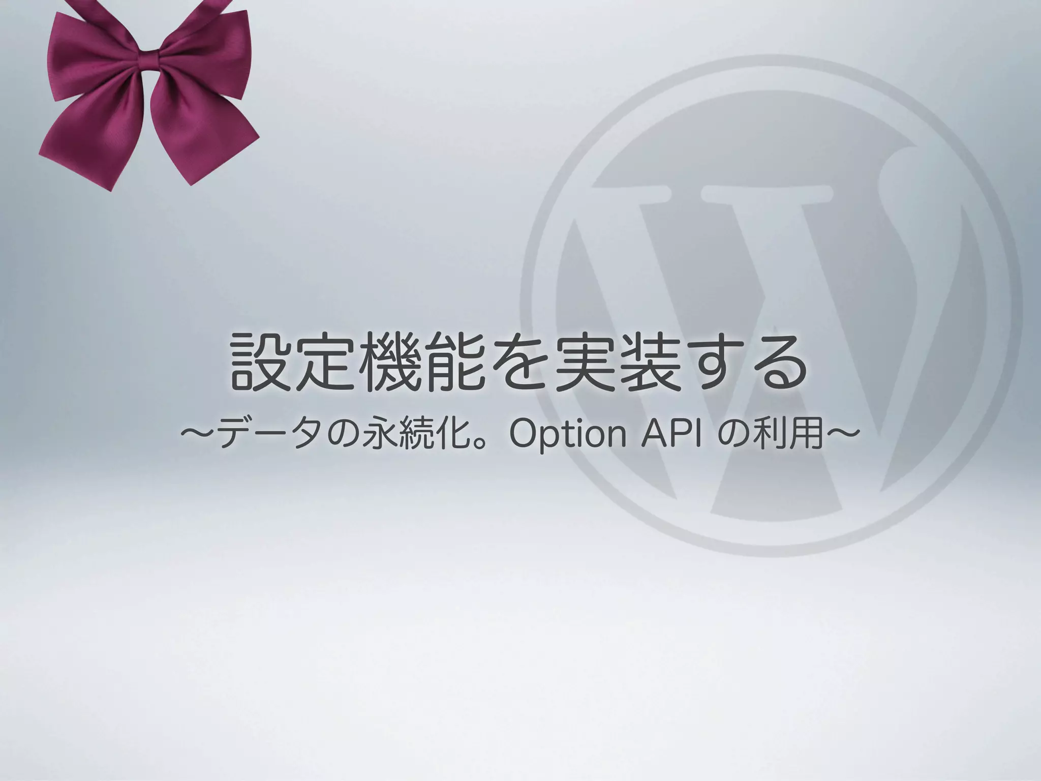 設定機能を実装する
∼データの永続化。Option API の利用∼
 
