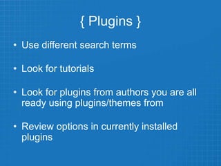 WP101 - Themes and Plugins