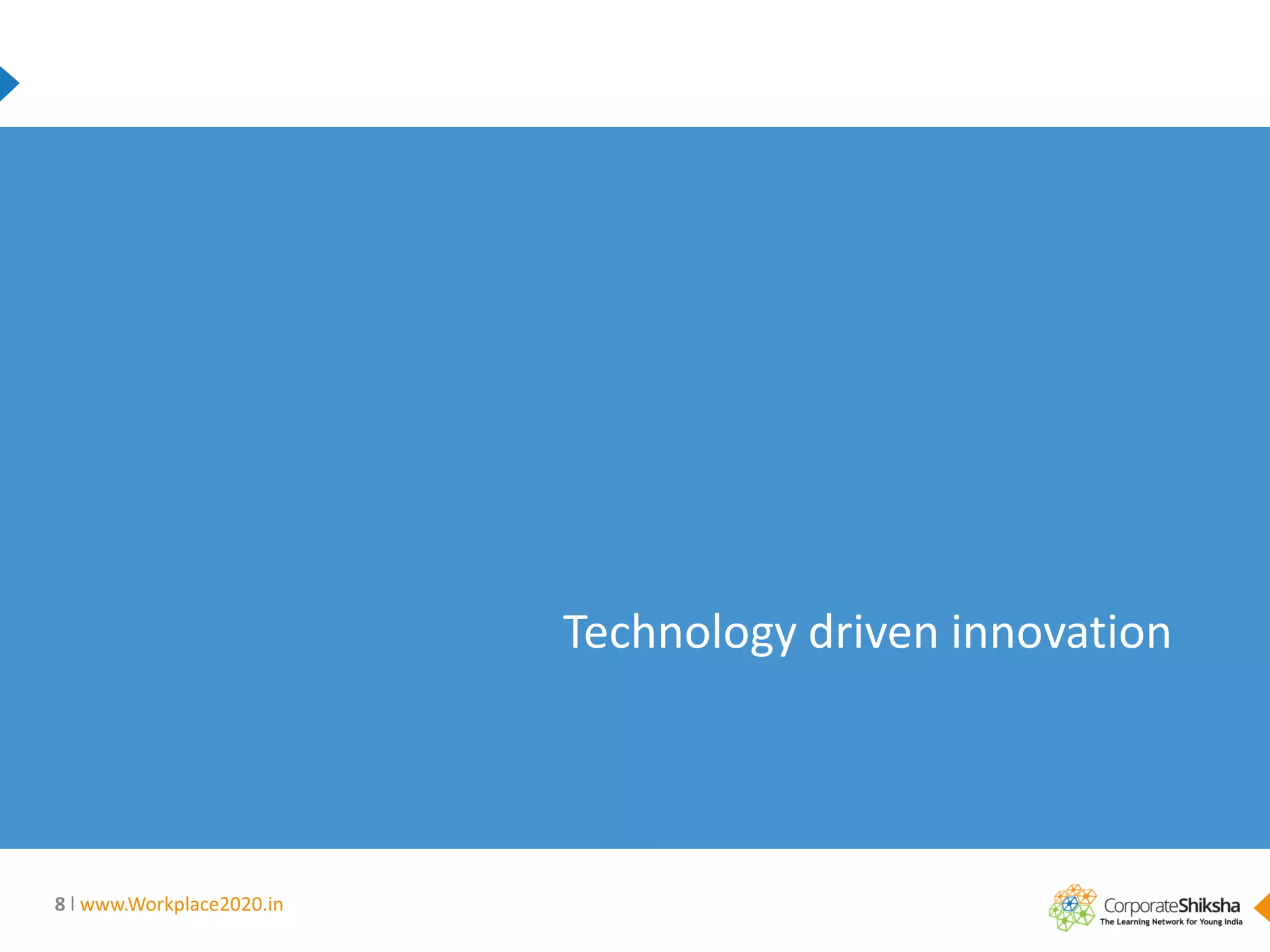 Technology driven innovation

8 l www.Workplace2020.in

 
