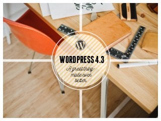 A great thing-
made even
better.
WORDPRESS4.3
 