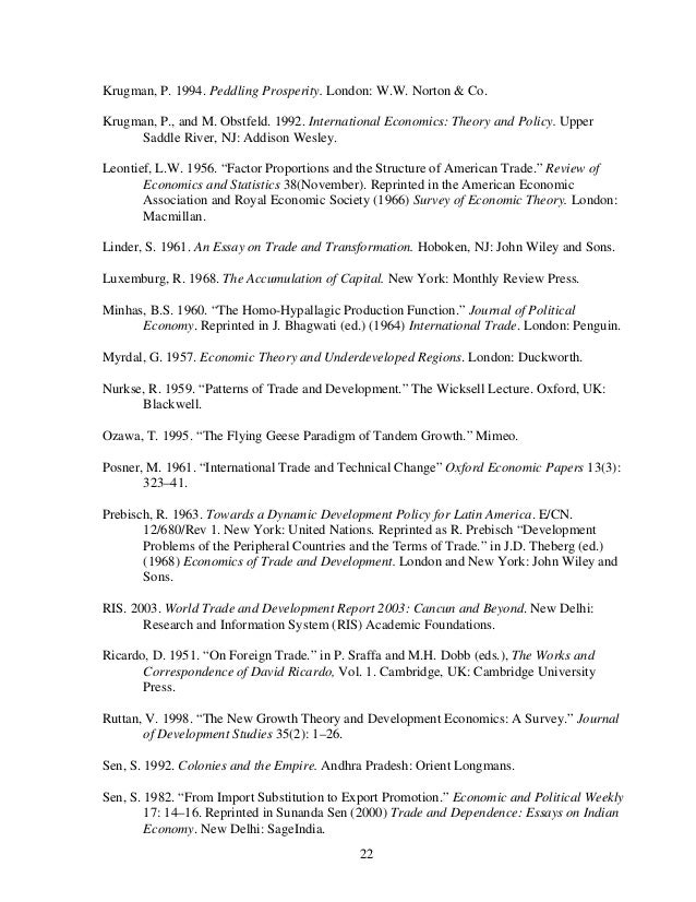 International trade and economic development essays in theory and policy