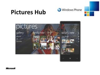 Sensores e ServiçosSpeech: Utilizado para reconhecimento de voz, através de classes disponíveis no .NET Framework 4.0. Vibration: Permite que softwares realizem a vibração do telefone.PushNotifications: Comunica com serviços de Atualização/Sincronização de informações, como por exemplo Email. 