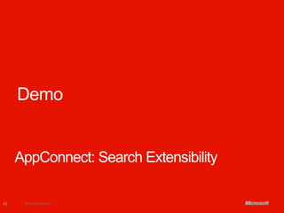 Demo


     AppConnect: Search Extensibility

42    Windows Phone.
 