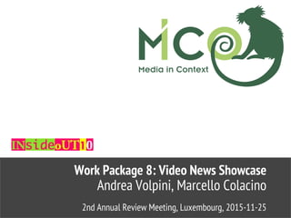 2nd Annual Review Meeting, Luxembourg, 2015-11-25
Andrea Volpini, Marcello Colacino
Work Package 8: Video News Showcase
 