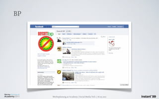 BP




     Werbeplanung.at Academy / Social Media Teil 1 / 18.05.2011
 