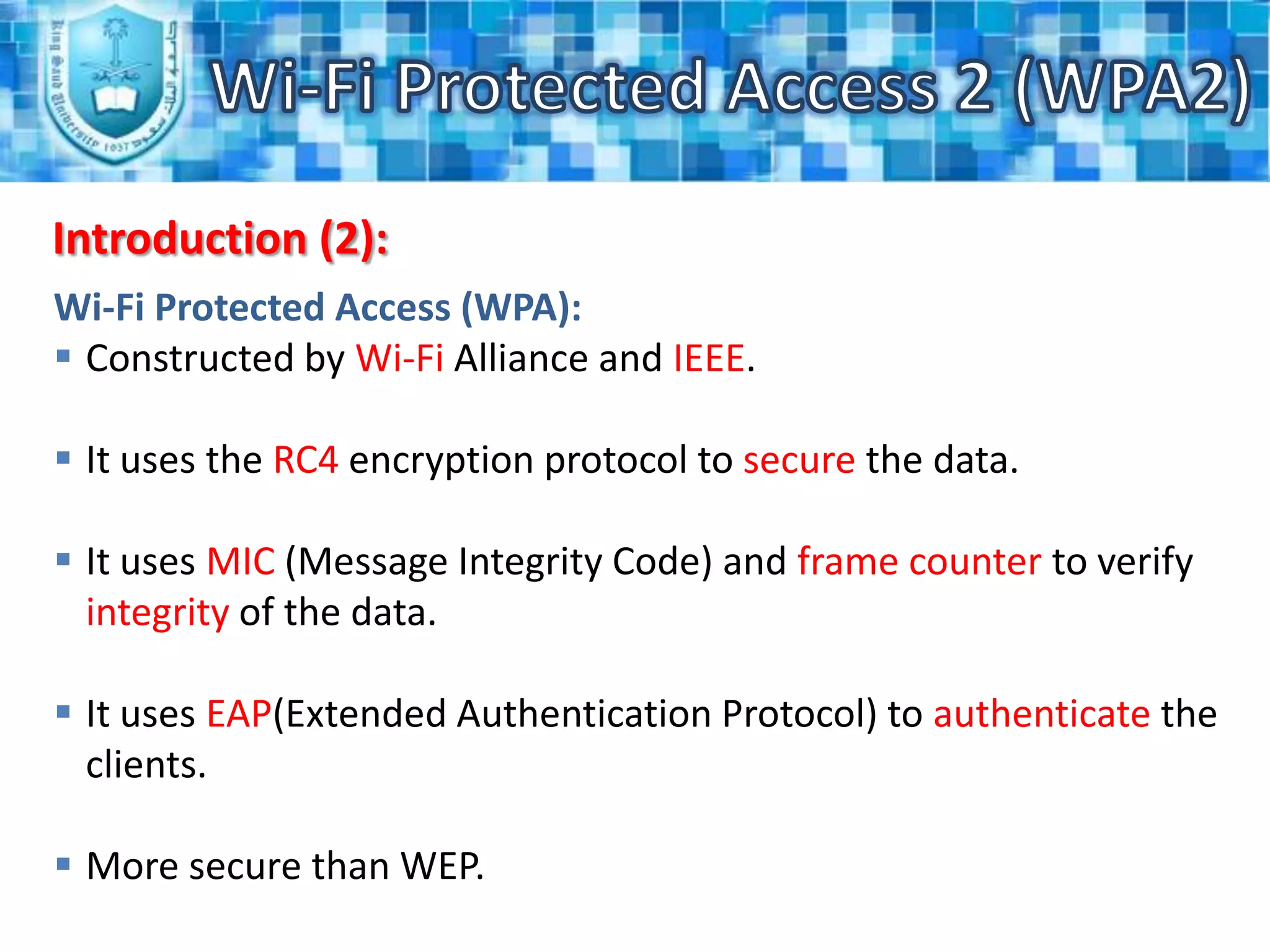  WPA2 Authentication.