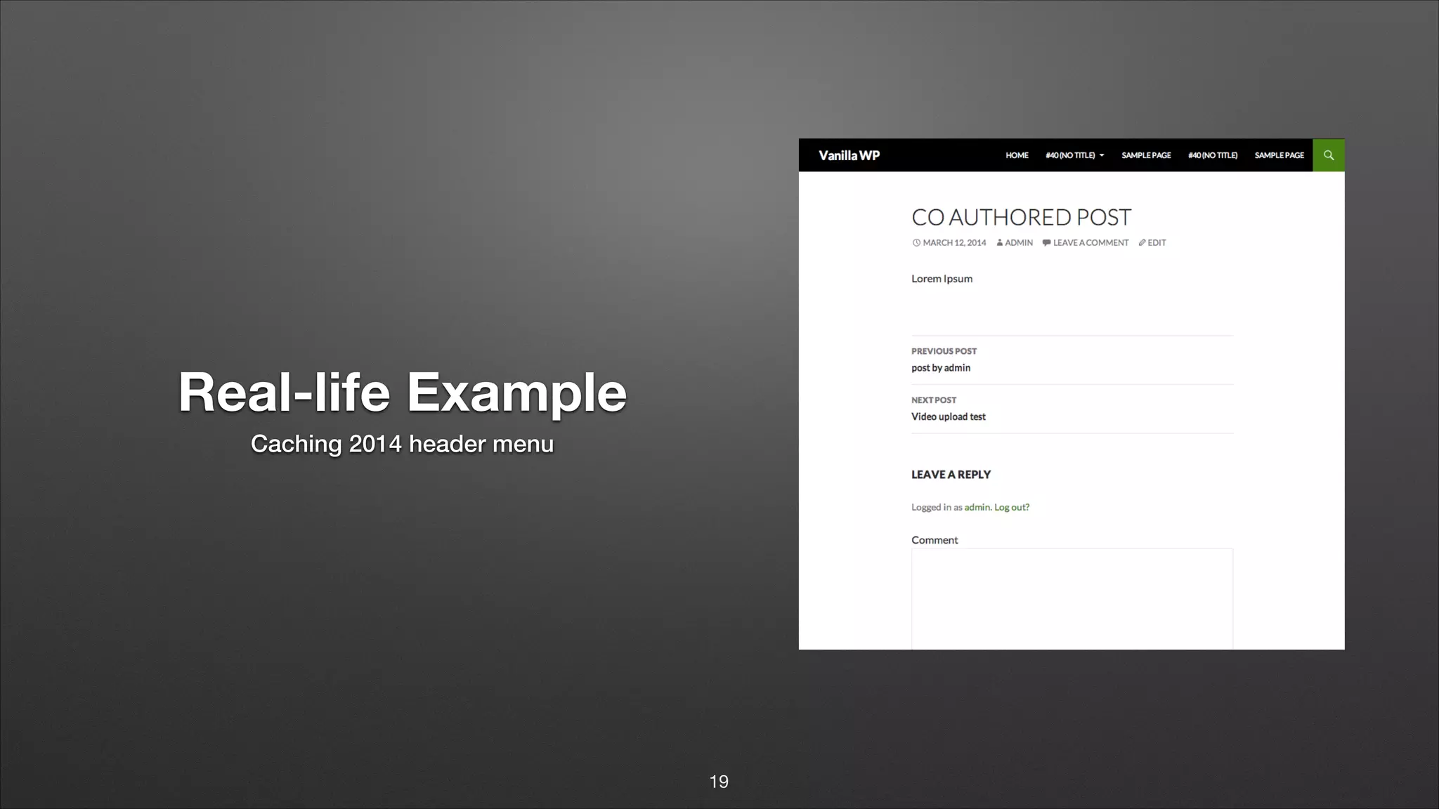 Real-life Example Caching 2014 header menu 19 
