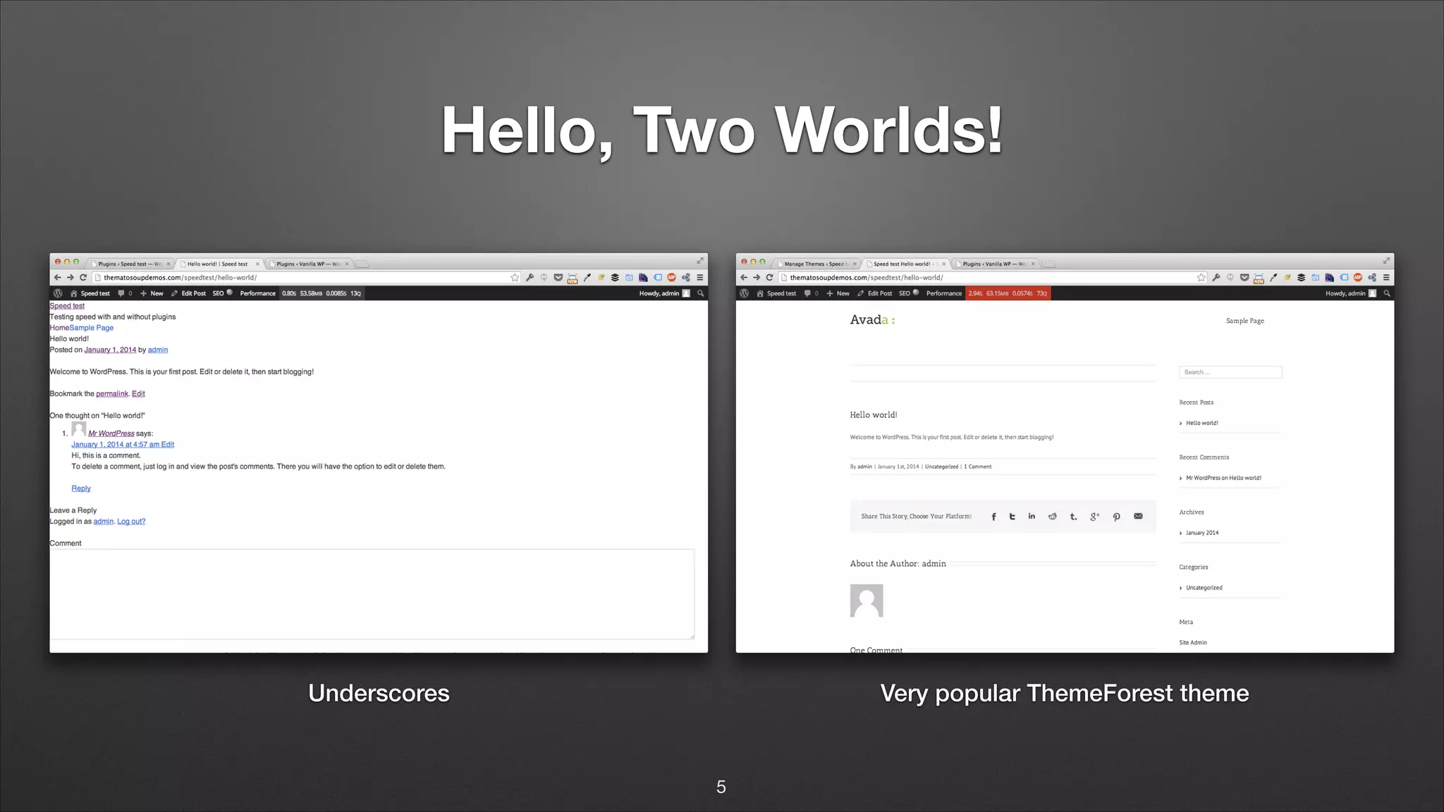 Underscores Very popular ThemeForest theme 5 Hello, Two Worlds! 
