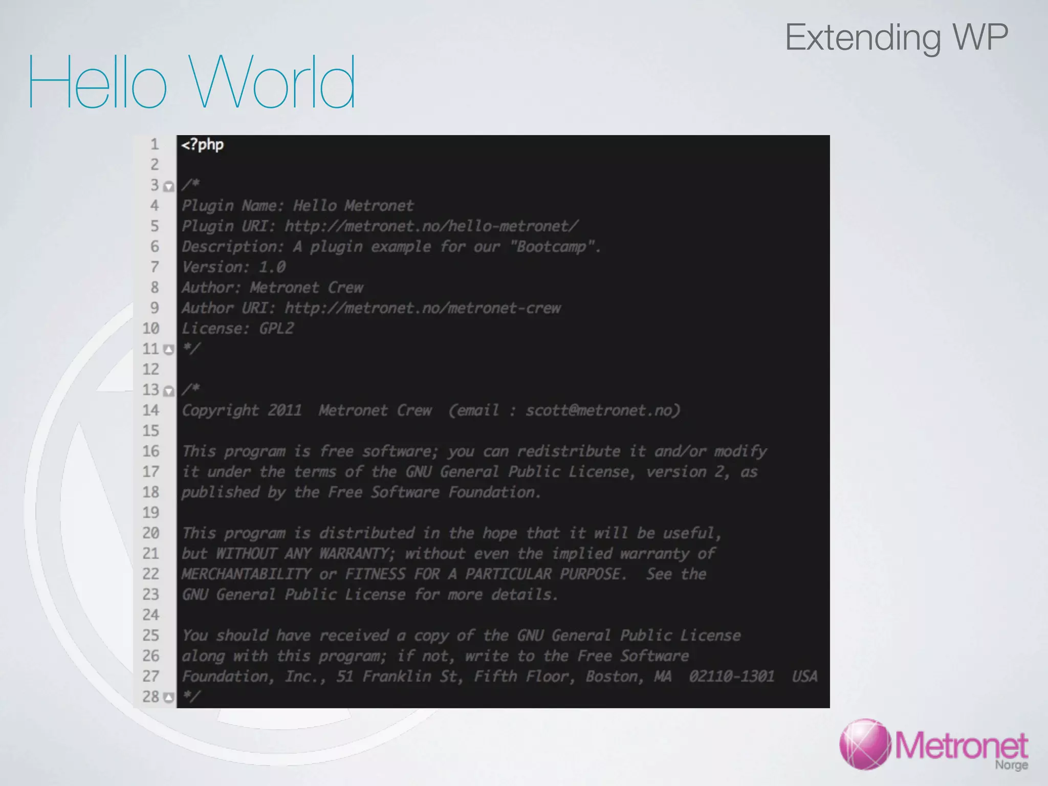 Extending WP Hello World 