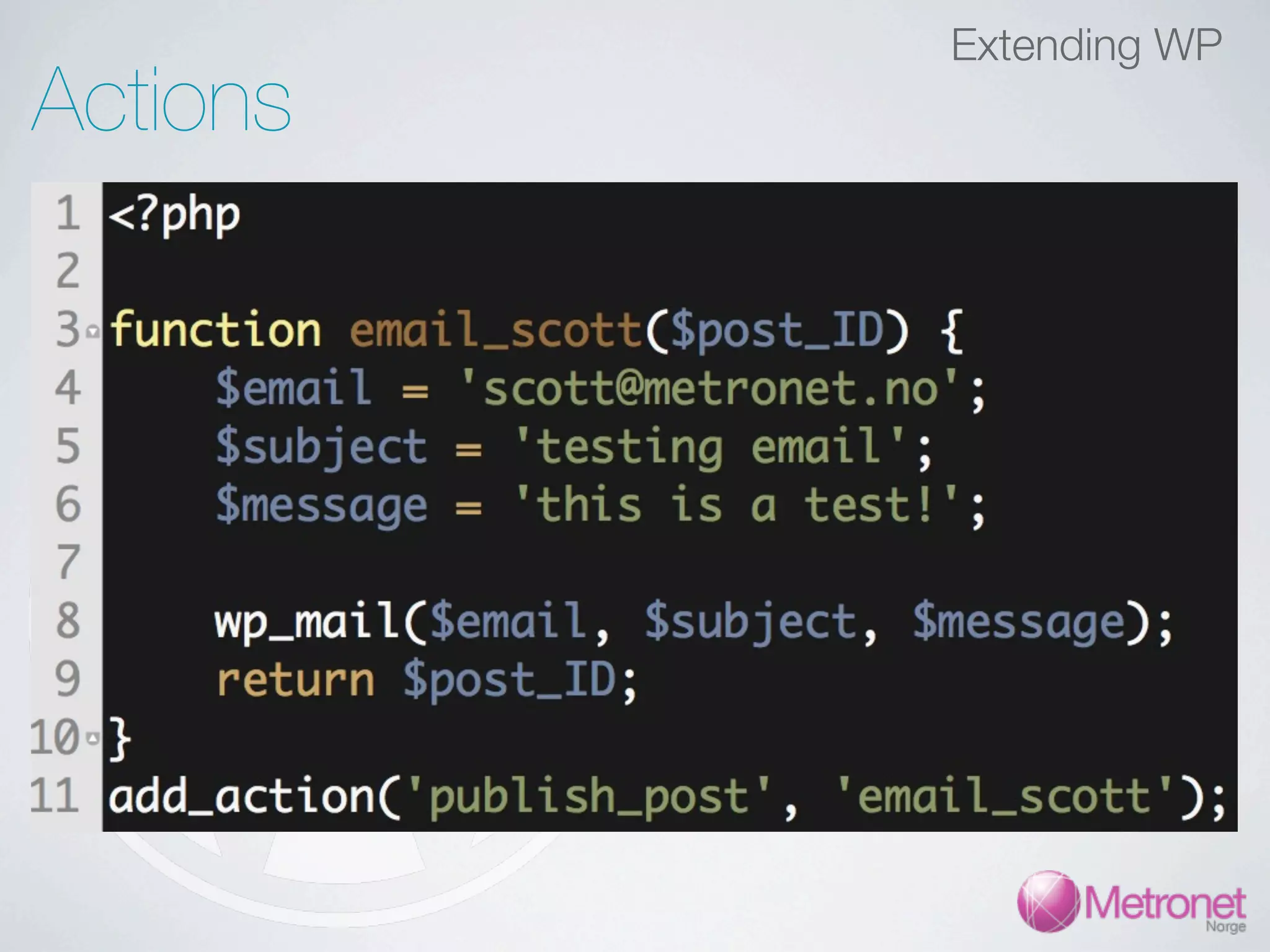 Extending WP Actions 