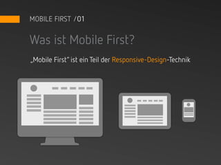 MOBILE FIRST /01


Was ist Mobile First?
„Mobile First“ ist ein Teil der Responsive-Design-Technik
 