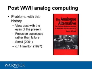 The computer as a modelling machine, a history of analog computing | PDF