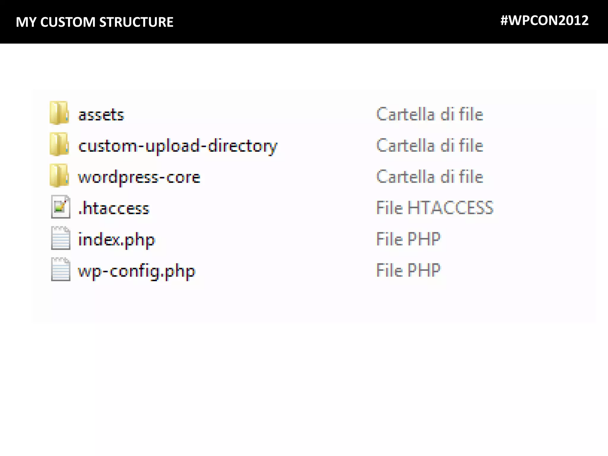 MY CUSTOM STRUCTURE   #WPCON2012
 