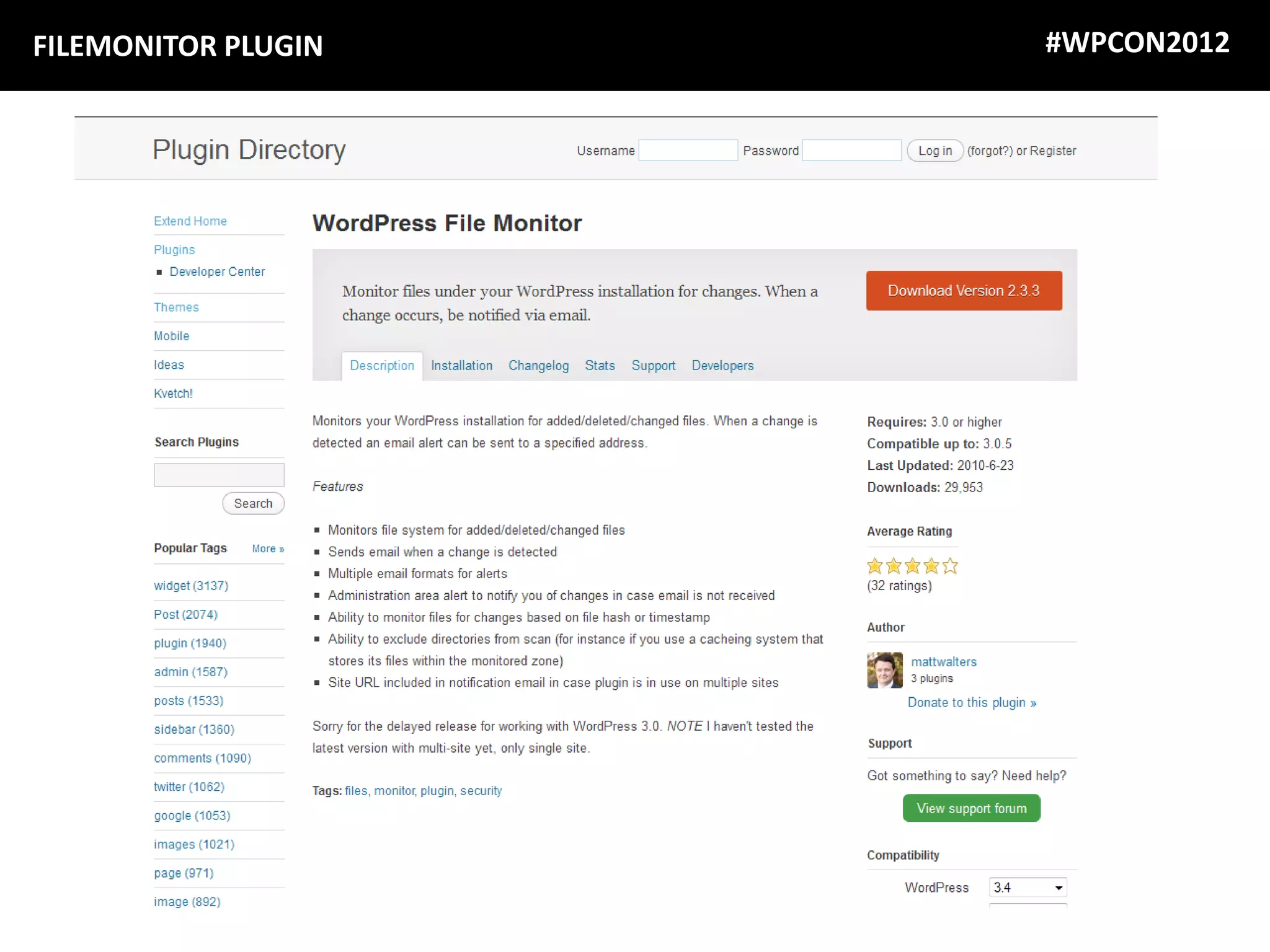 FILEMONITOR PLUGIN   #WPCON2012
 