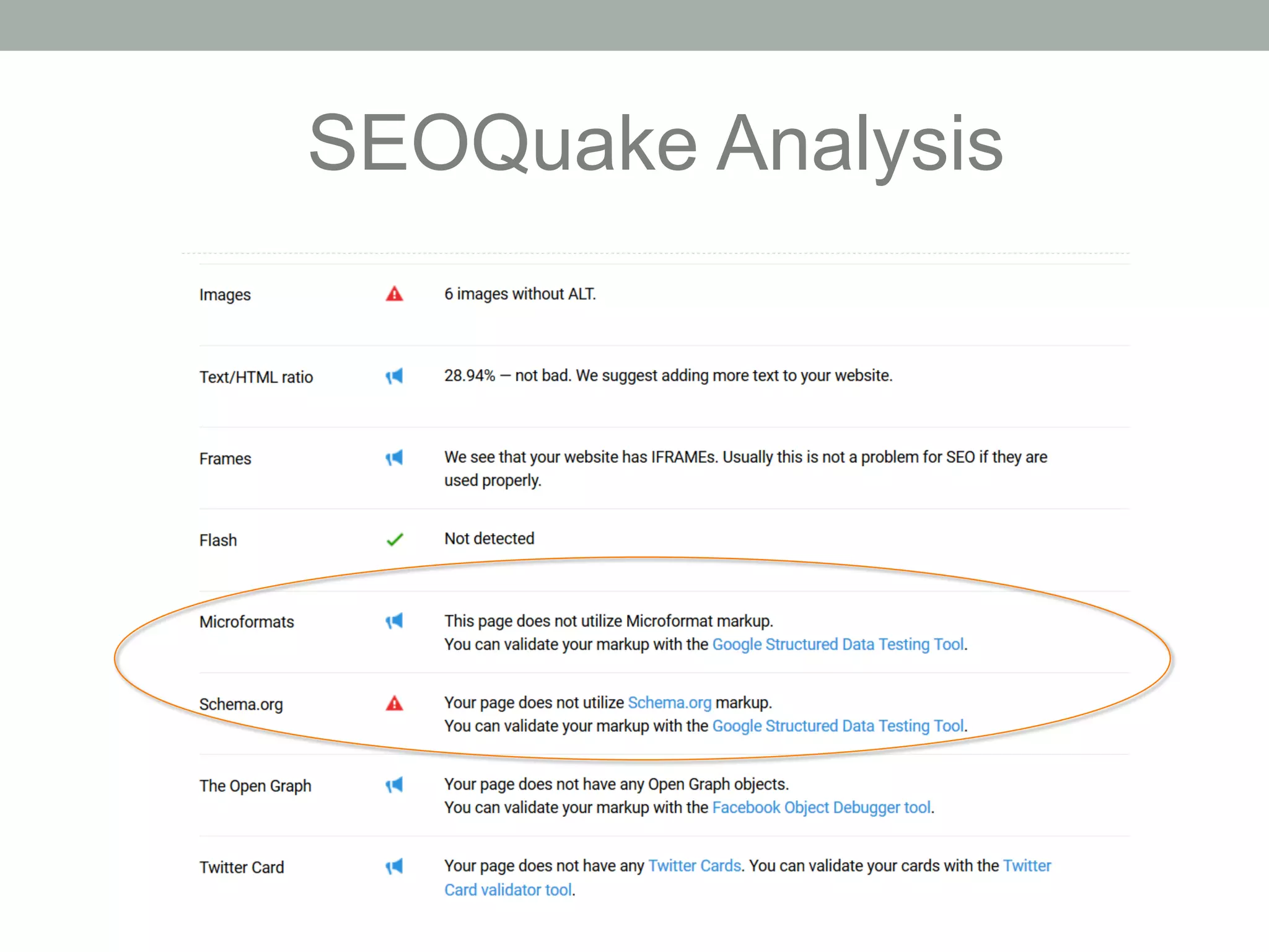 SEOQuake Analysis
 