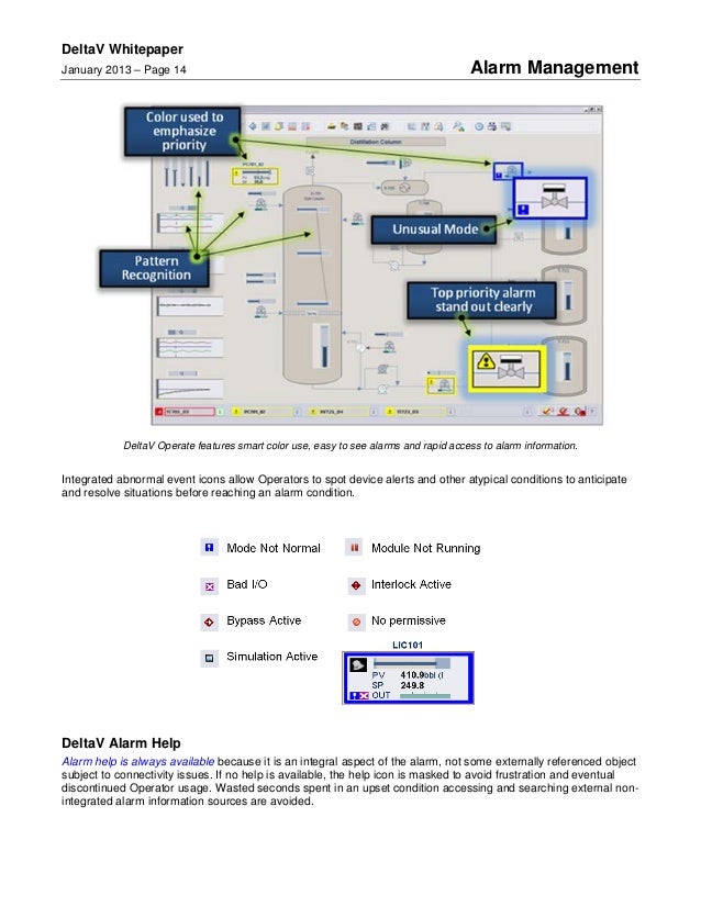 Alarm management at DeltaV