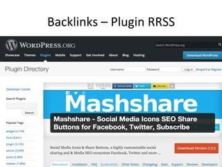 Backlinks	
  –	
  Plugin	
  RRSS	
  
 