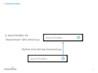 SEARCHTEXTBOX
36
1.Button-Click löst das Command aus
2. SearchTextBox mit
“Abonnement” führt Aktion aus
 