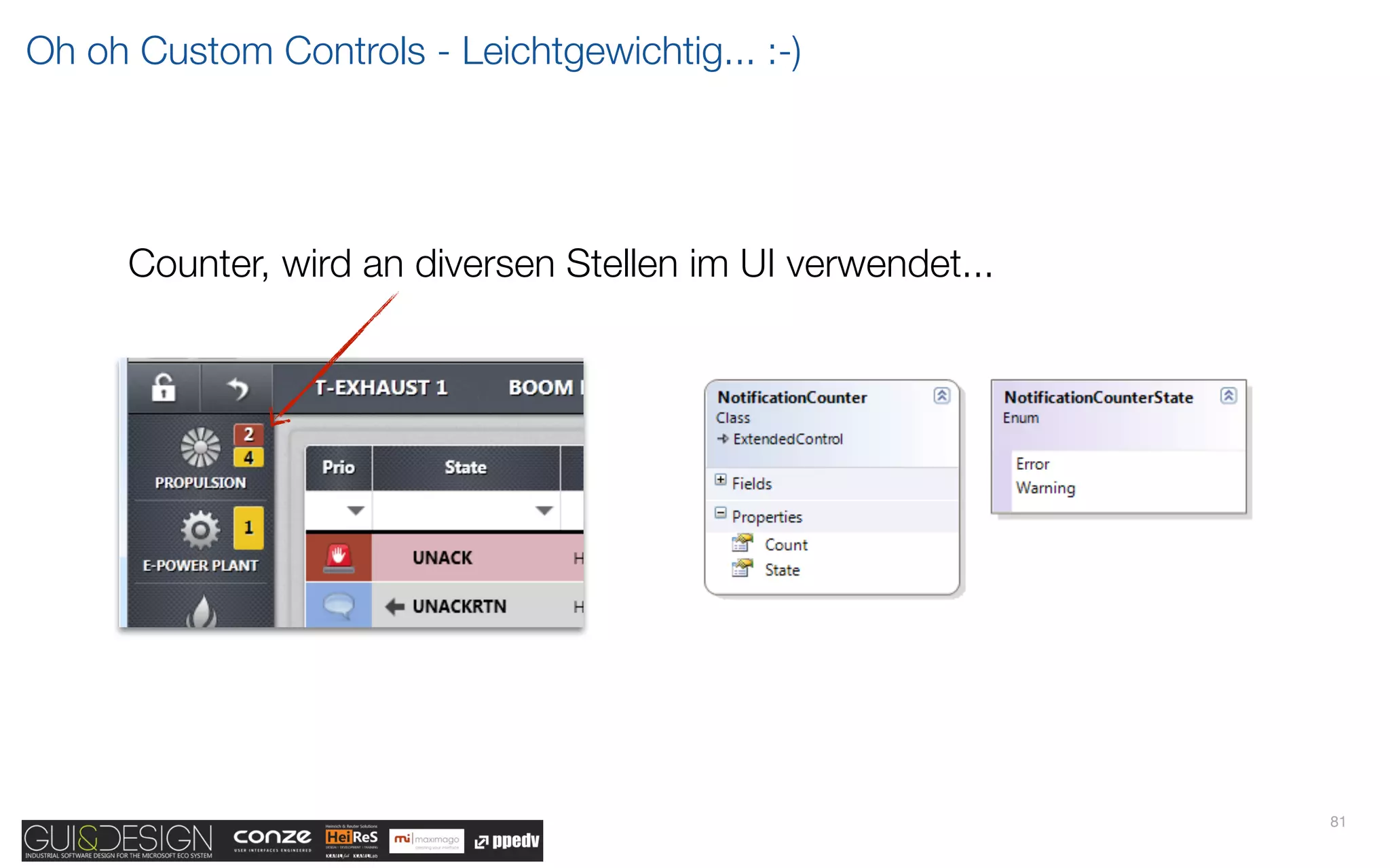 Oh oh Custom Controls - Leichtgewichtig... :-)




      Counter, wird an diversen Stellen im UI verwendet...




                                                             81
 