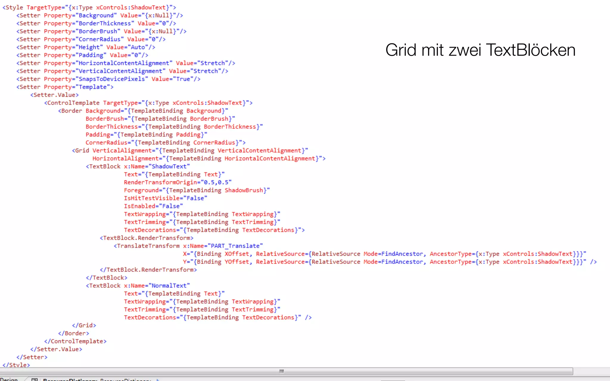 Effekte - Beispiel Drop Shadow per Custom Control „ShadowText“
                                               Grid mit zwei TextBlöcken




                                                                           101
 