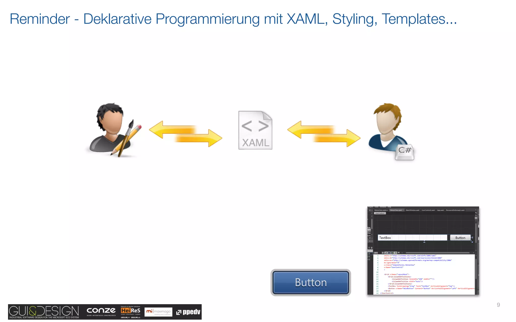 Reminder - Deklarative Programmierung mit XAML, Styling, Templates...




                                           Button
                                                                        9
 