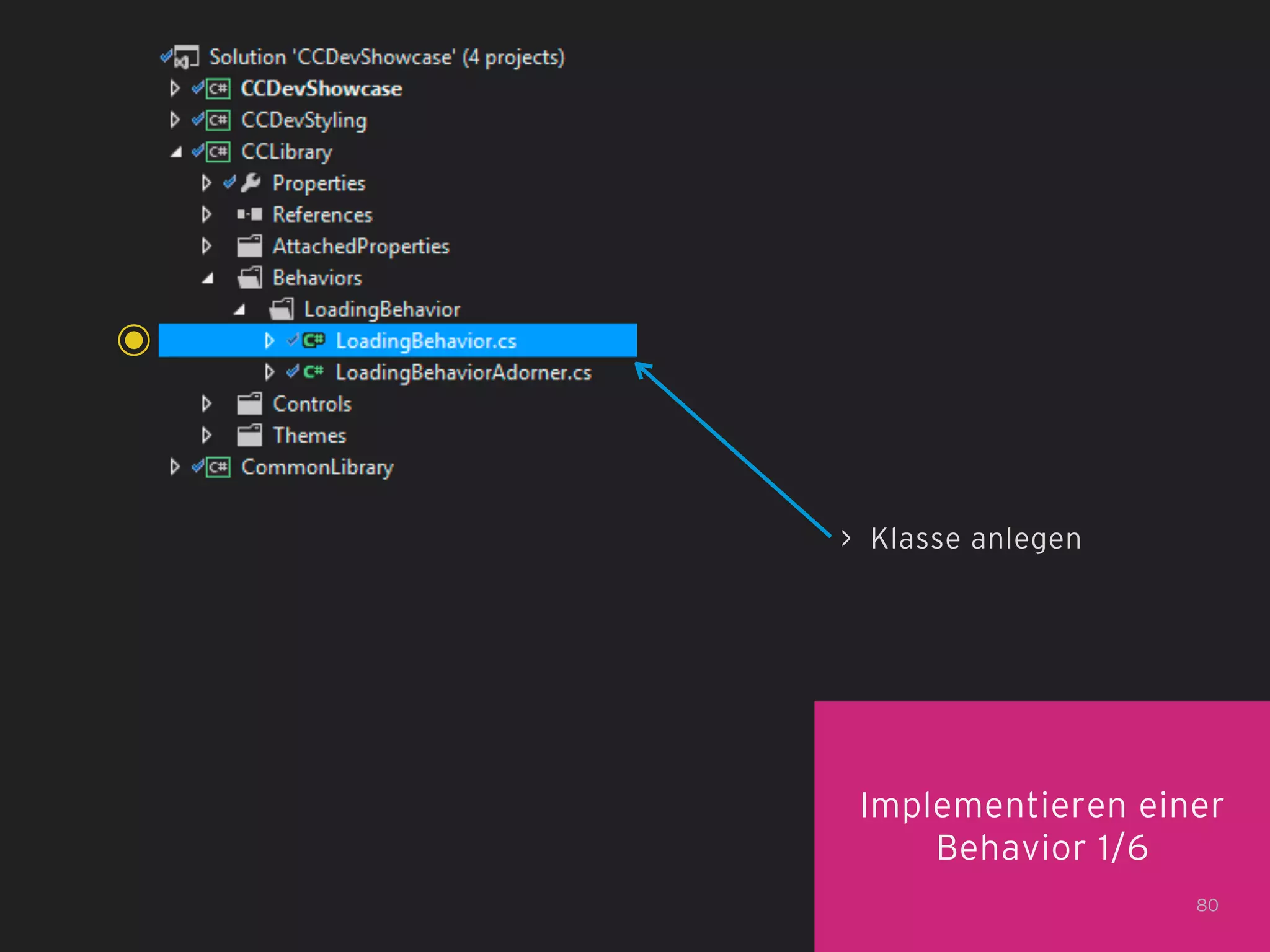 > Klasse anlegen

Implementieren einer
Behavior 1/6
80

 