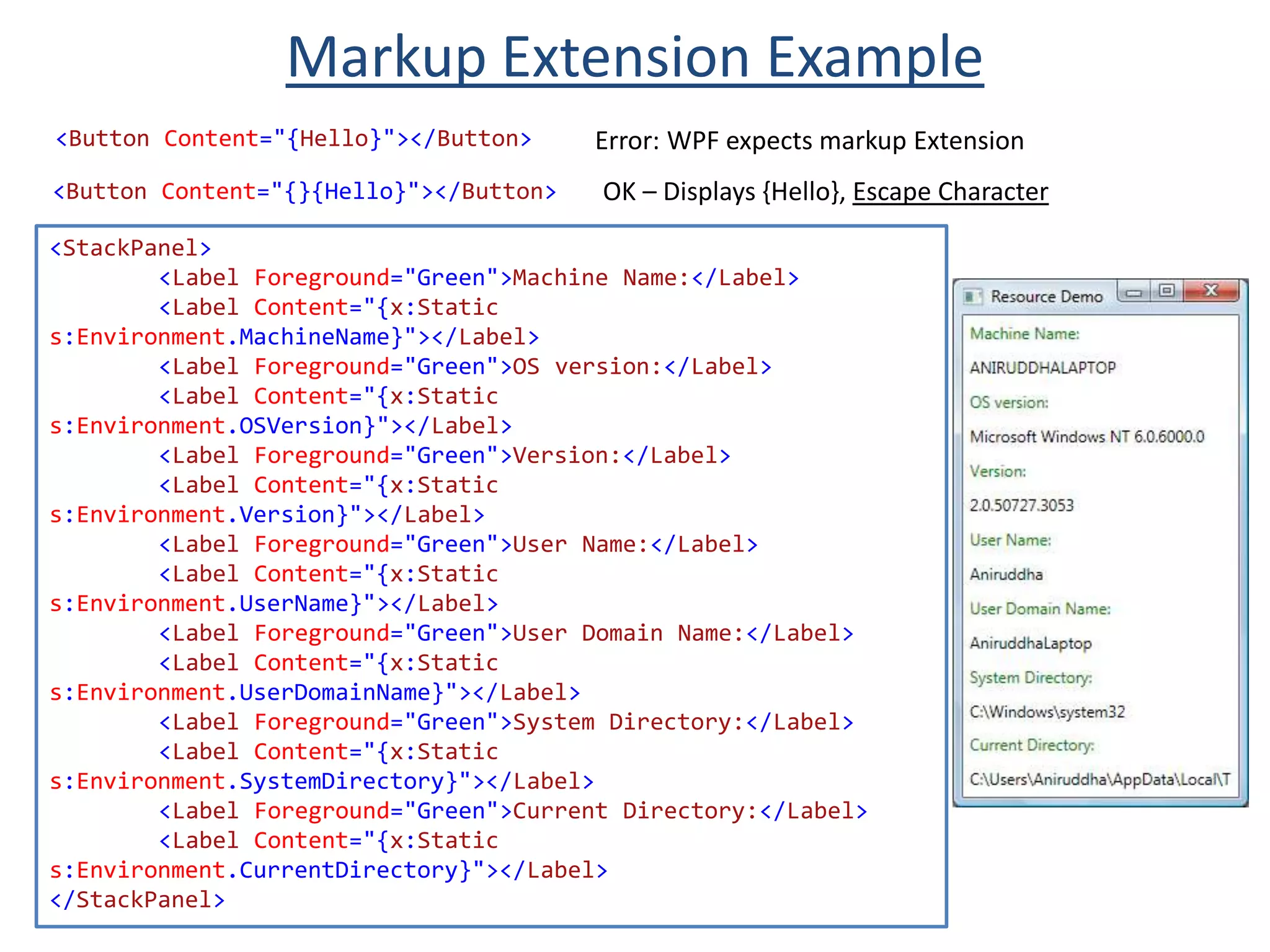 MainWindow – points to application’s Main window
