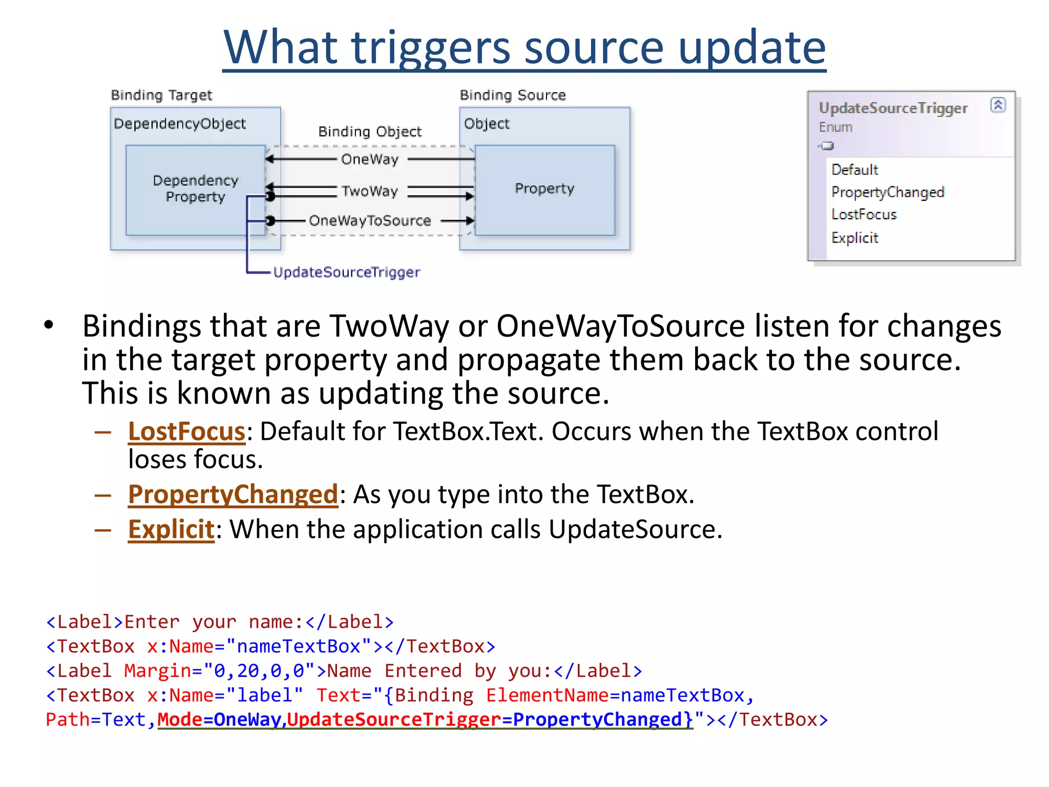 Text and Ink ControlsButtonsProvides Content property - derived from ContentControl base classContent property is of type object (not text), so any content is allowed, not only text.Provides rich composition