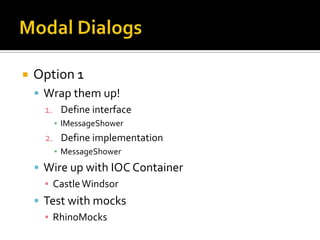 NavigationConfiguration - ViewConfigurationPairs a View with an optional View ModelAssociated to a ViewTarget in the IOC Container
