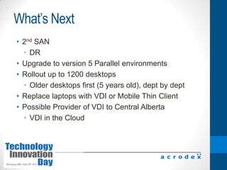 Microsoft Hyper V not robust enough (RDP)VMWare was the logical choice for usAlready had expertise
