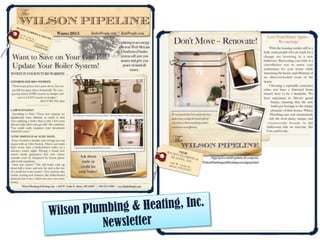 Samples of Print work for Wilson Plumbing & Heating