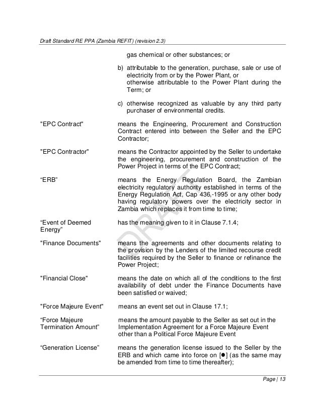 power purchase agreement zambia draft renewable energy feed in tarriff power power purchase agreement zambia draft renewable energy feed in tarriff power