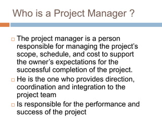 Roles Of Project Managers In Oe