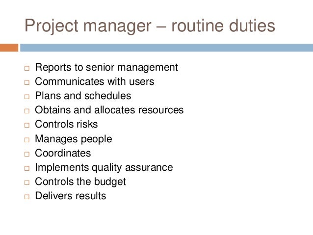 project manager duties project manager duties