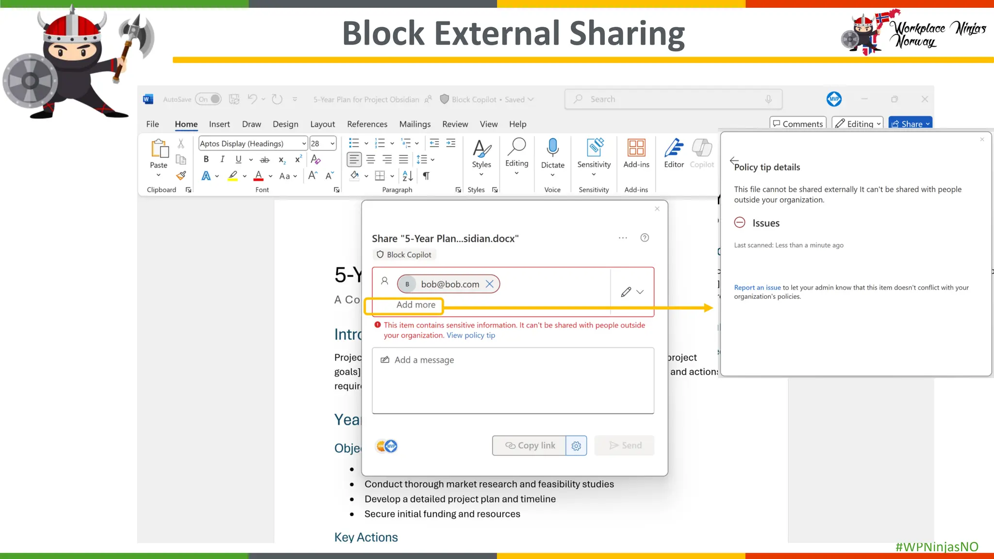 #WPNinjasNO
Block External Sharing
 