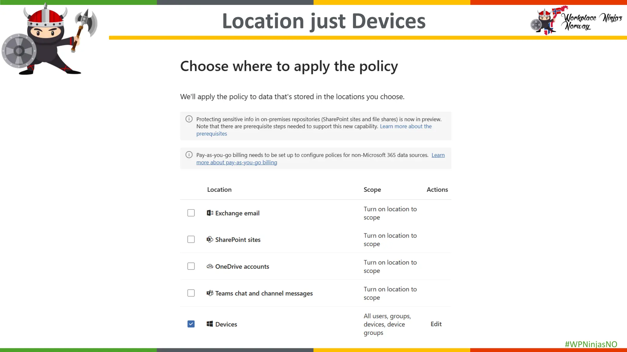 #WPNinjasNO
Location just Devices
 