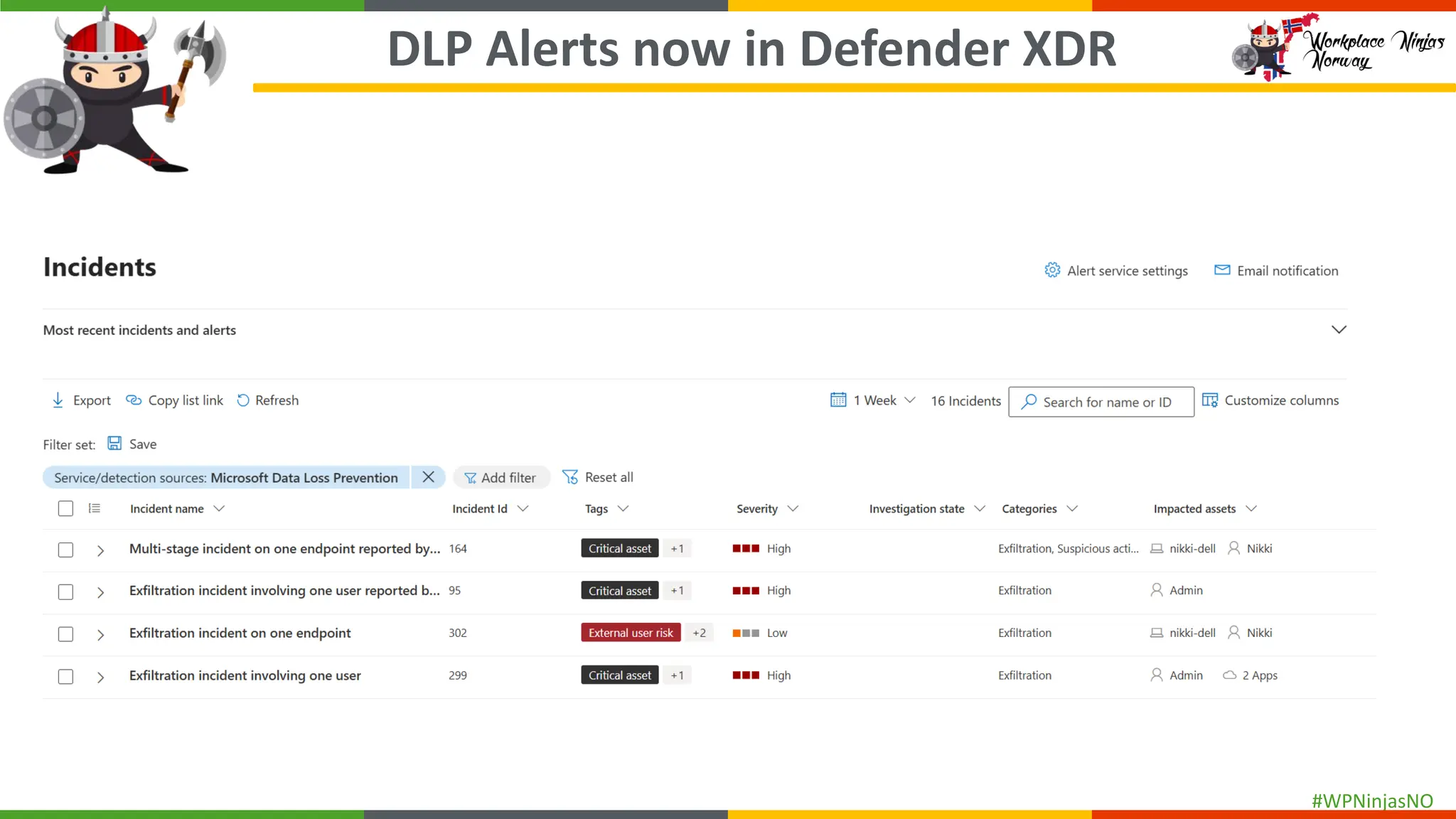 #WPNinjasNO
DLP Alerts now in Defender XDR
 