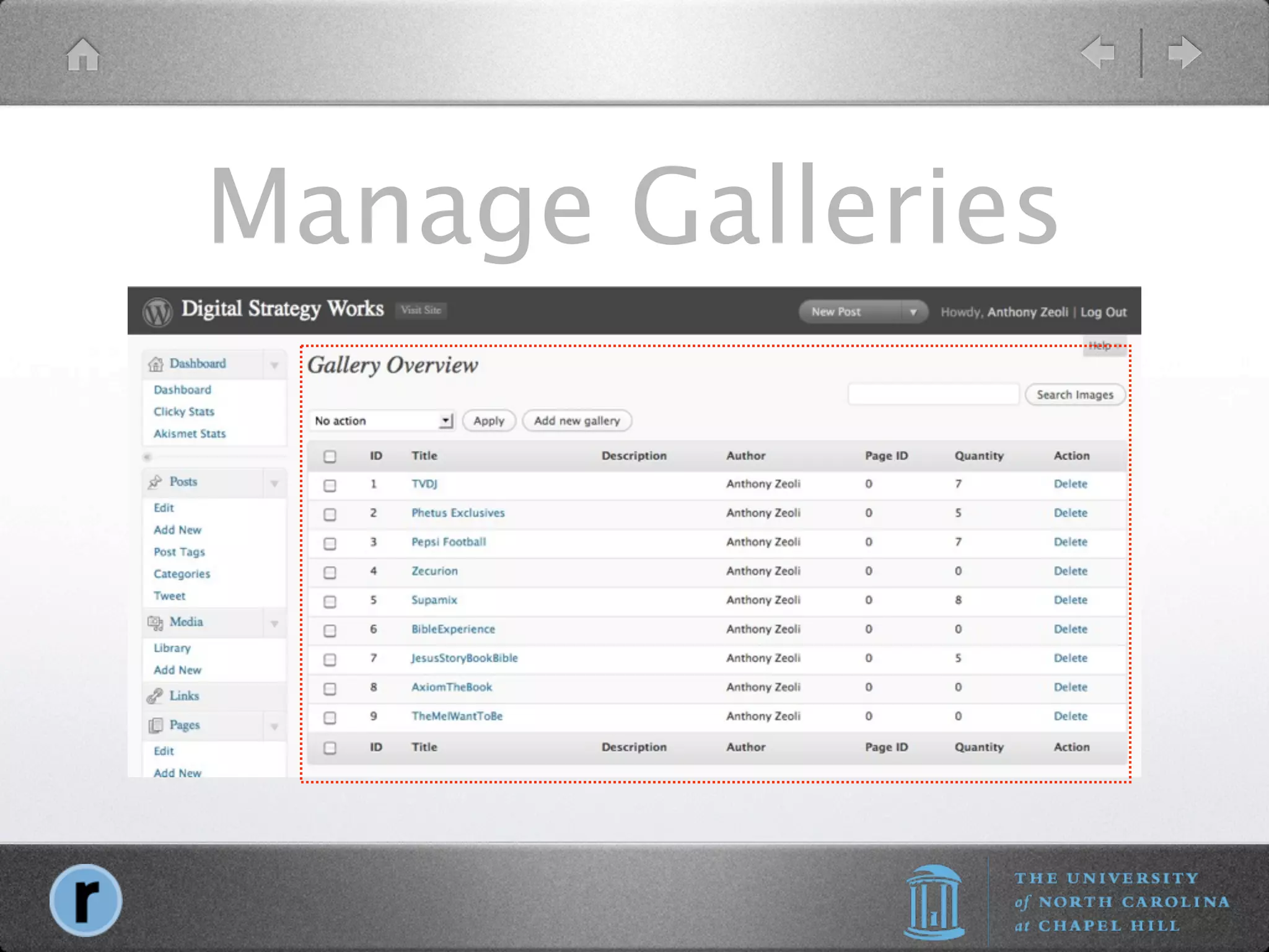 Manage Galleries
 