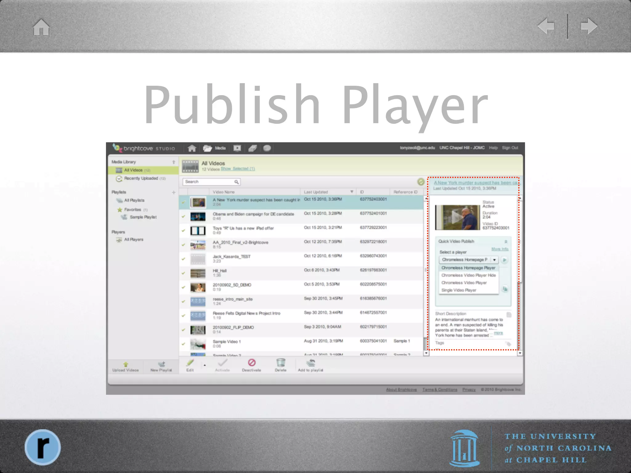 Publish Player
 