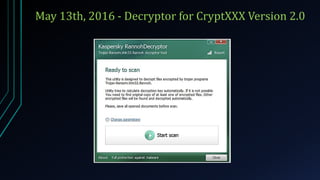 May 13th, 2016 - Decryptor for CryptXXX Version 2.0
 