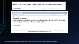 http://www.bleepingcomputer.com/news/security/teslacrypt-shuts-down-and-releases-master-decryption-key/
 