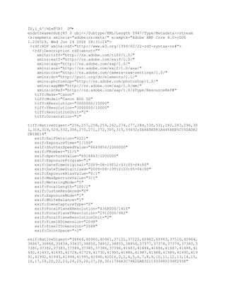 xap:ModifyDate=2009-09-15T10:36:30-04:00
xap:CreateDate=2009-09-15T10:36:30-04:00
xap:Rating=2
xap:MetadataDate=2009-09-15T10:36:30-04:00
xap:CreatorTool=Adobe Photoshop CS3 Windows
aux:SerialNumber=720505824
aux:LensInfo=70/1 200/1 0/0 0/0
aux:Lens=EF70-200mm f/2.8L USM
aux:ImageNumber=56
aux:FlashCompensation=0/1
aux:Firmware=1.1.1
crs:RawFileName=Verma_Sanja_02.CR2
crs:Version=4.6
crs:WhiteBalance=As Shot
crs:Temperature=5300
crs:Tint=+3
crs:Exposure=+0.20
crs:Shadows=4
crs:Brightness=+69
crs:Contrast=+23
crs:Saturation=0
crs:Sharpness=0
crs:LuminanceSmoothing=0
crs:ColorNoiseReduction=25
crs:ChromaticAberrationR=0
crs:ChromaticAberrationB=0
crs:VignetteAmount=0
crs:ShadowTint=0
crs:RedHue=0
crs:RedSaturation=0
crs:GreenHue=0
crs:GreenSaturation=0
crs:BlueHue=0
crs:BlueSaturation=0
crs:FillLight=7
crs:Vibrance=0
crs:HighlightRecovery=19
crs:Clarity=0
crs:Defringe=0
crs:HueAdjustmentRed=0
crs:HueAdjustmentOrange=0
crs:HueAdjustmentYellow=0
crs:HueAdjustmentGreen=0
crs:HueAdjustmentAqua=0
crs:HueAdjustmentBlue=0
crs:HueAdjustmentPurple=0
crs:HueAdjustmentMagenta=0
crs:SaturationAdjustmentRed=0
crs:SaturationAdjustmentOrange=0
crs:SaturationAdjustmentYellow=0
crs:SaturationAdjustmentGreen=0
crs:SaturationAdjustmentAqua=0
crs:SaturationAdjustmentBlue=0
crs:SaturationAdjustmentPurple=0
 